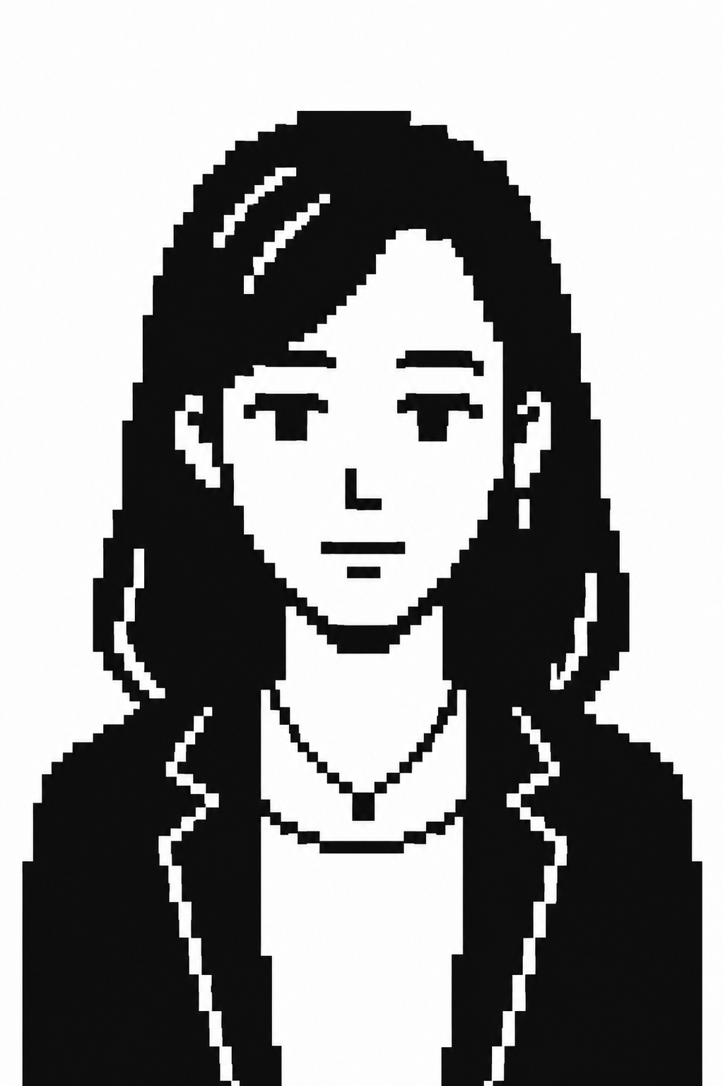 Ivy — pixel portrait with a pendant necklace