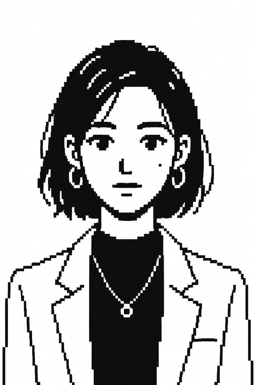 Nova — pixel portrait with a bob and hoop earrings