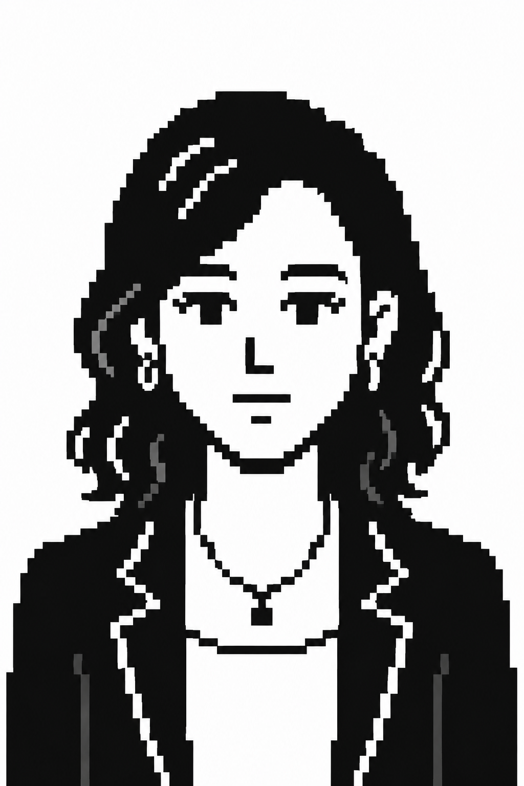 Ruby — pixel portrait in a blazer